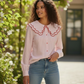 blouse rose coupe fluide détail tissu