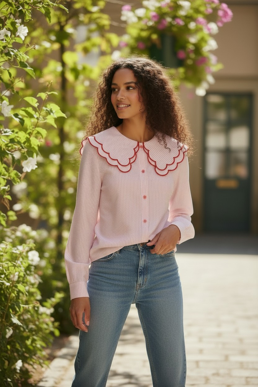 blouse rose coupe fluide détail tissu