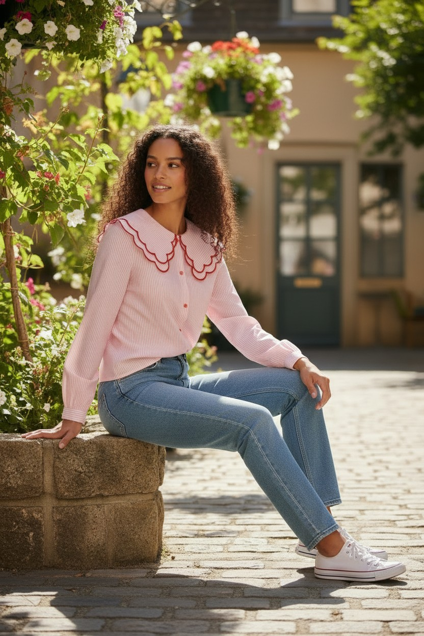 blouse rose tenue casual femme