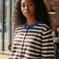 cardigan chocolat  détail bleu