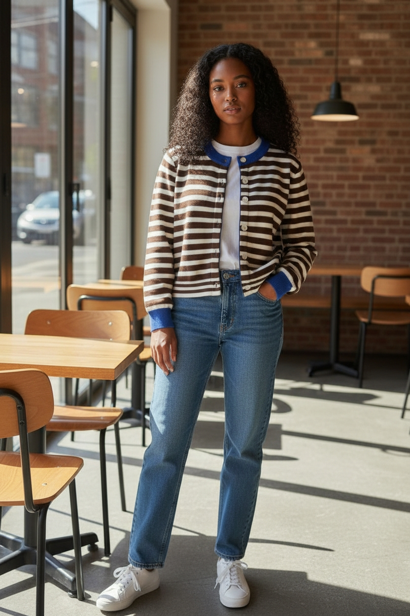 cardigan chocolat  ouvert face