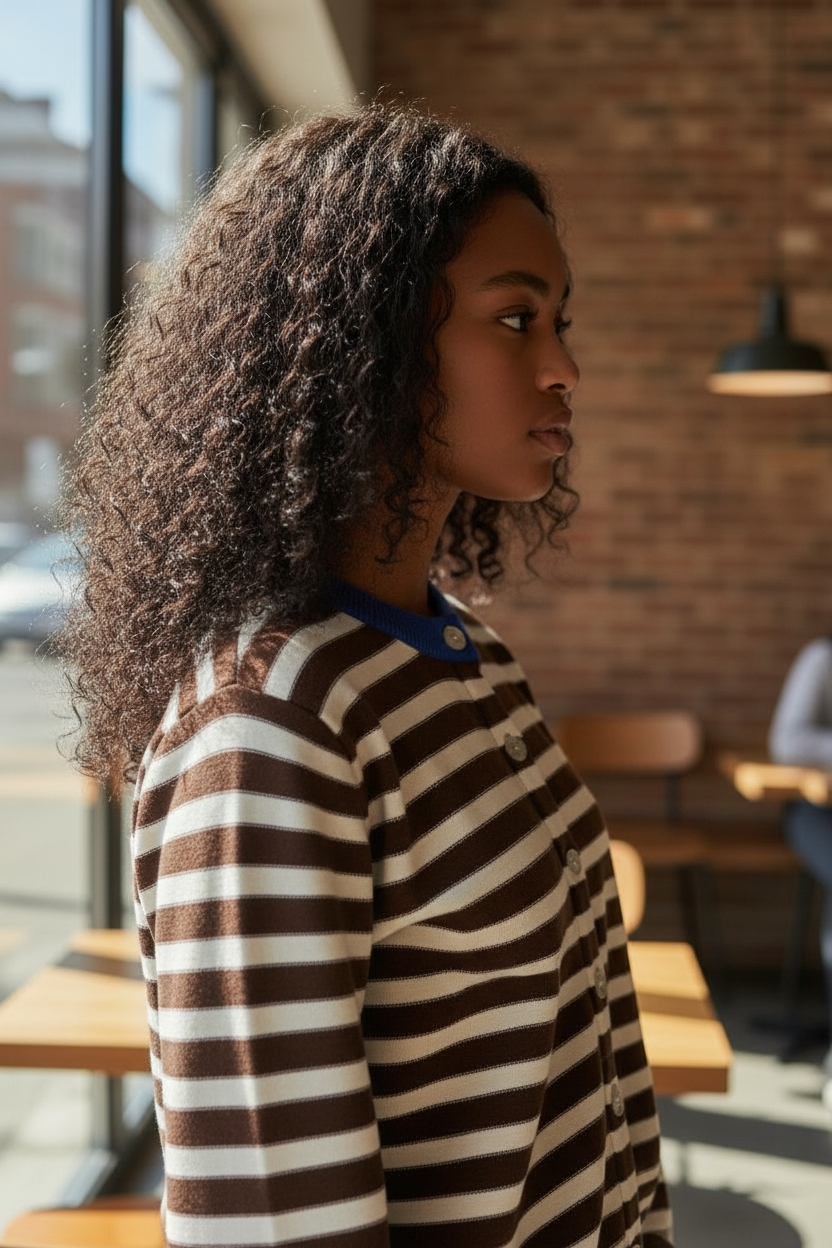 cardigan chocolat  ouvert profil