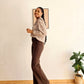 détail col vareuse blouse vichy marron blanc
