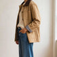 detail col velours côtelé marron veste travail femme