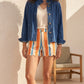 Shorts en coton Esma Shop taille haute à rayures orange et bleues avec bords festonnés