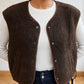  detail matiere sherpa bouclette marron gilet polaire femme