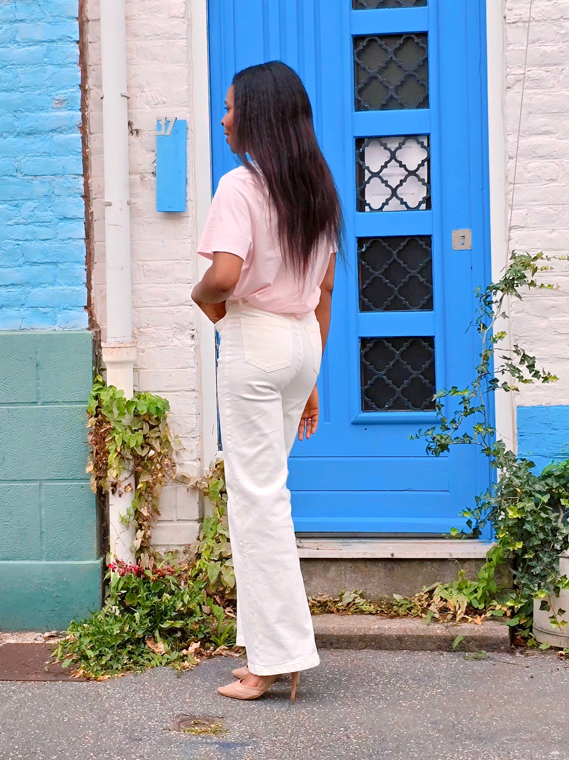 esma shop jean pantalon blanc taille haute 