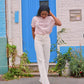 Pantalon  blanc taille haute droit large  esma shop 