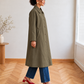 Trench long Sylvia à col chemise et revers vichy