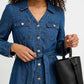 gros plan detail ceinture denim assortie robe jean