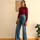 jean droit femme casual chic taille haute