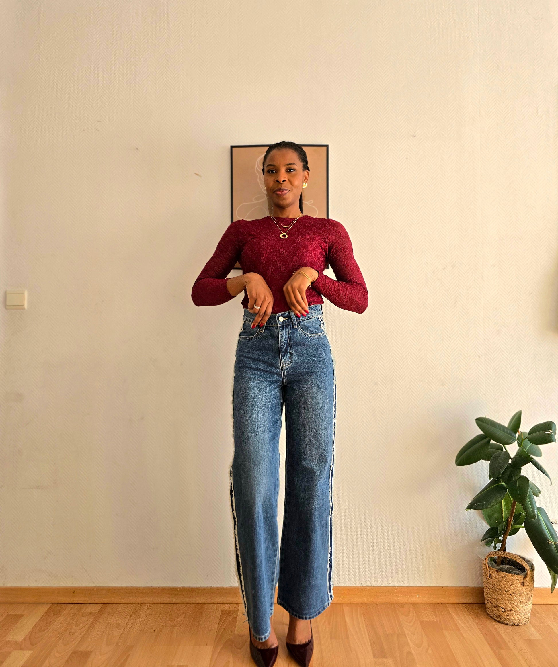 jean droit femme moderne avec détails latéraux esma shop tendance automne hiver