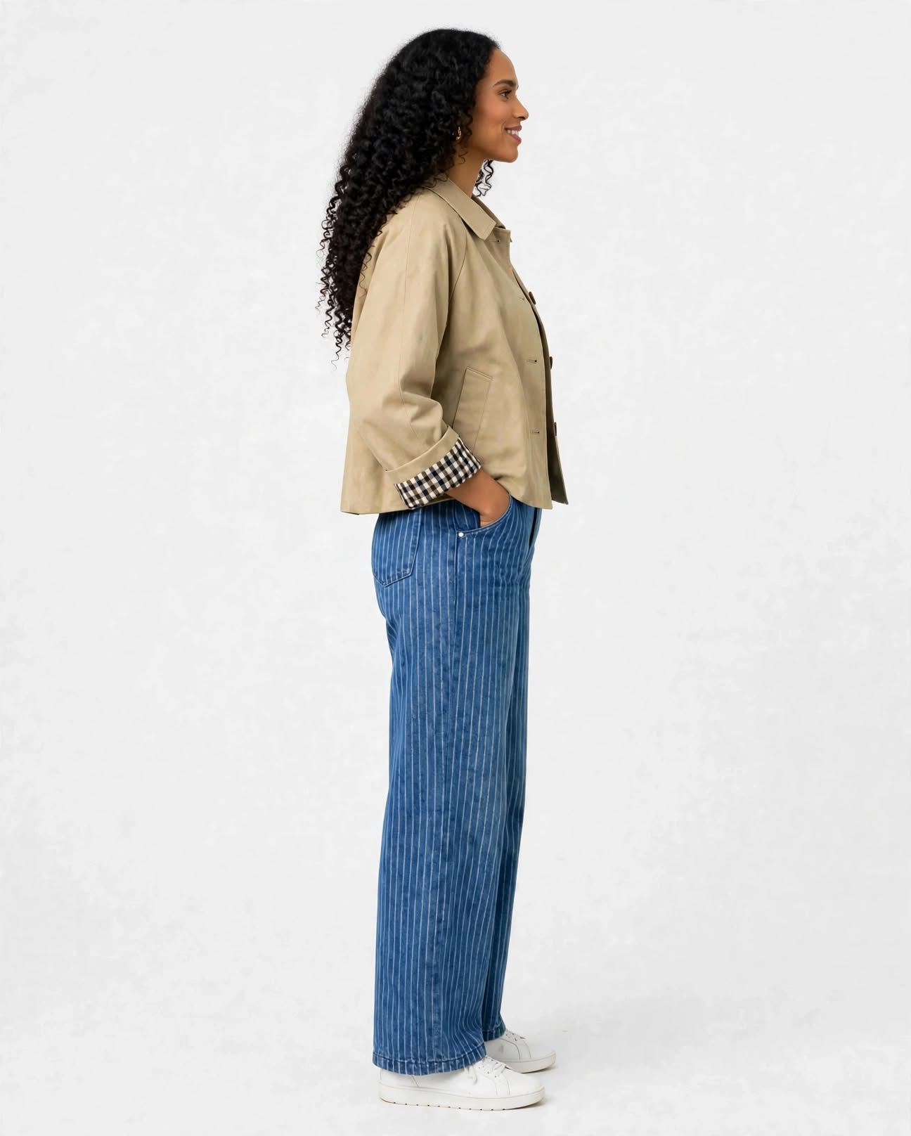 pantalon jean taille haute full leg