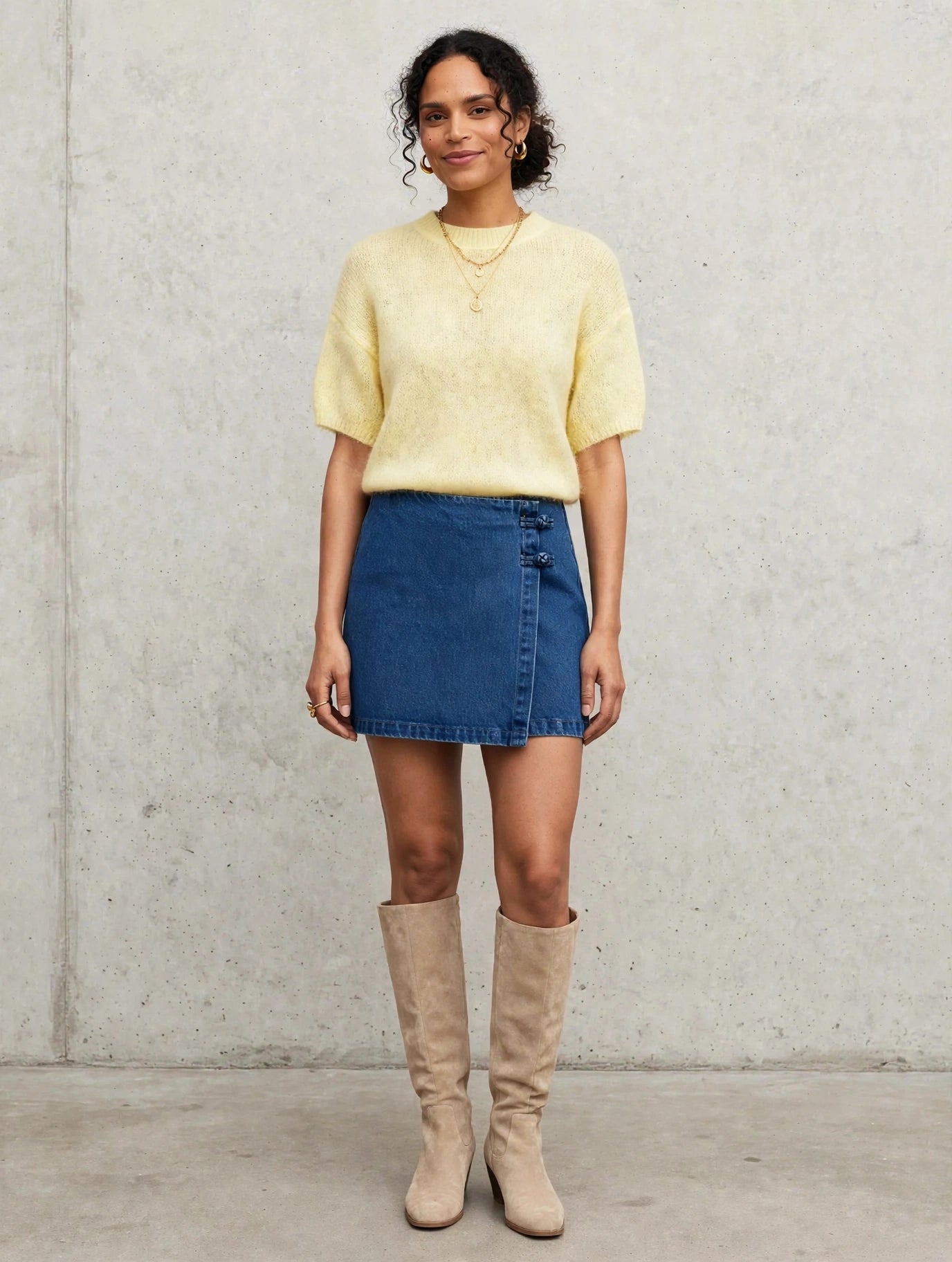 jupe longue en jean dos taille haute poches denim