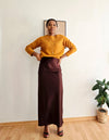 jupe longue femme satin chocolat fluide chic esma shop