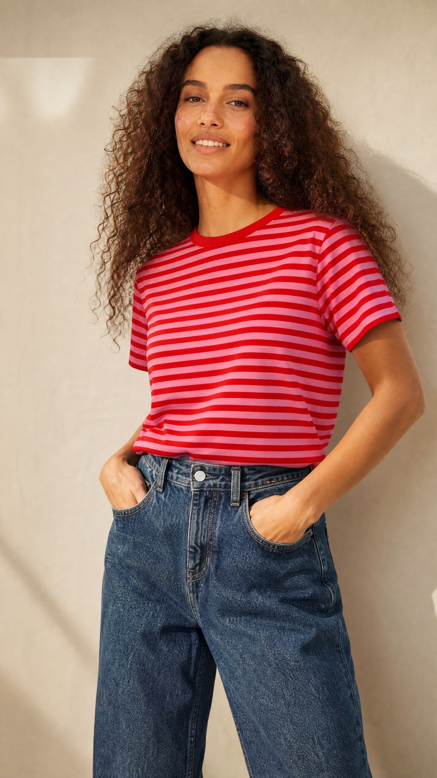 T-shirt Coton Rayé Rose et Rouge – Martinière