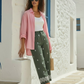 pantalon vert broderie face
