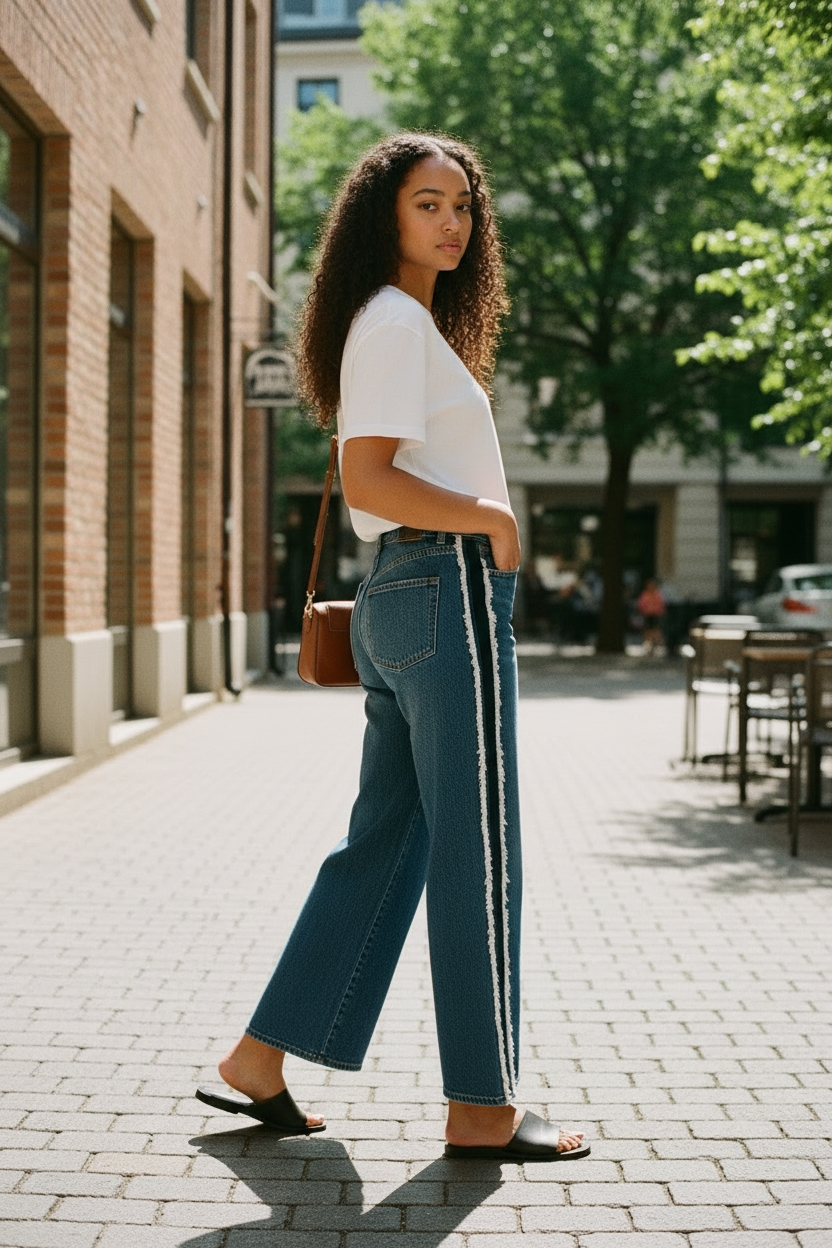 Jean straight à bande