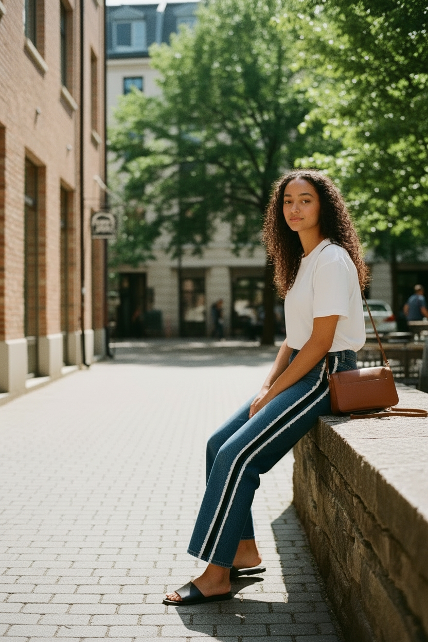 Jean straight à bande