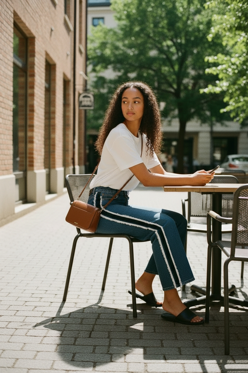 Jean straight à bande