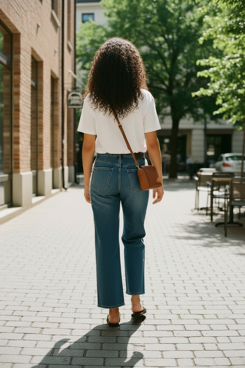 Jean straight à bande