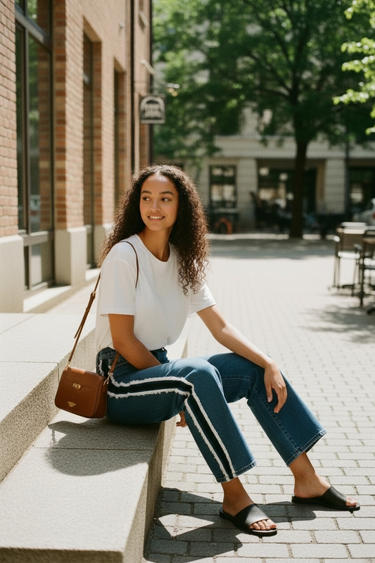 Jean straight à bande