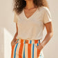 Short Taille Haute Rayé Coton