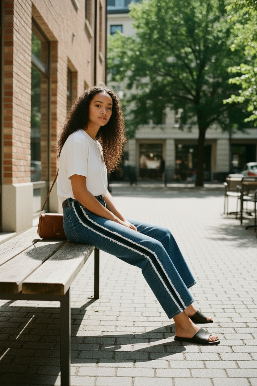 Jean straight à bande