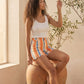 Short Taille Haute Rayé Coton