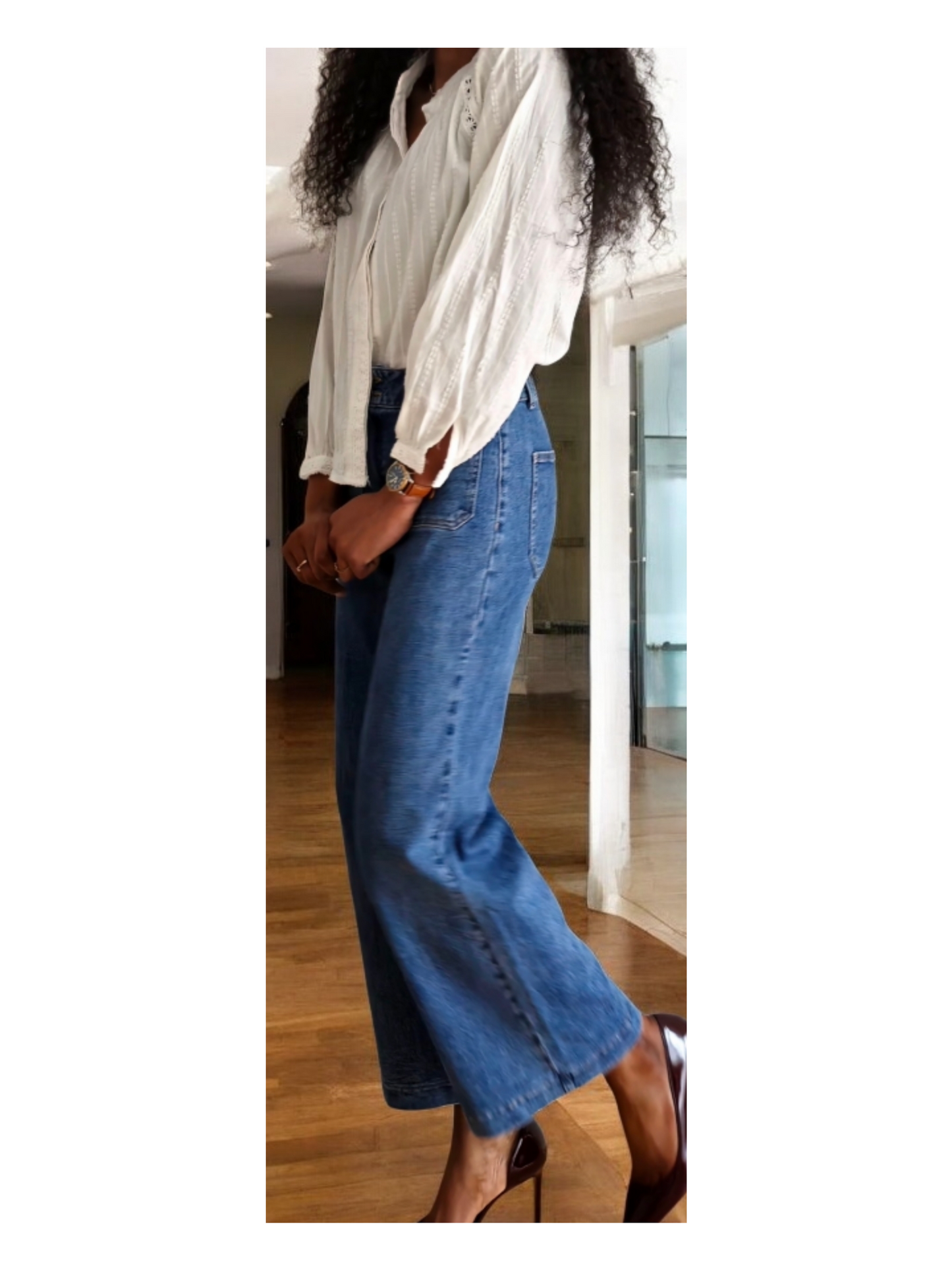 Jean wide cropped taille haute