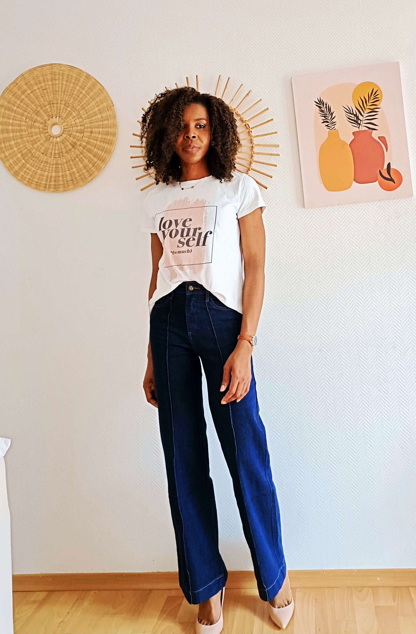Jean wide leg taille haute
