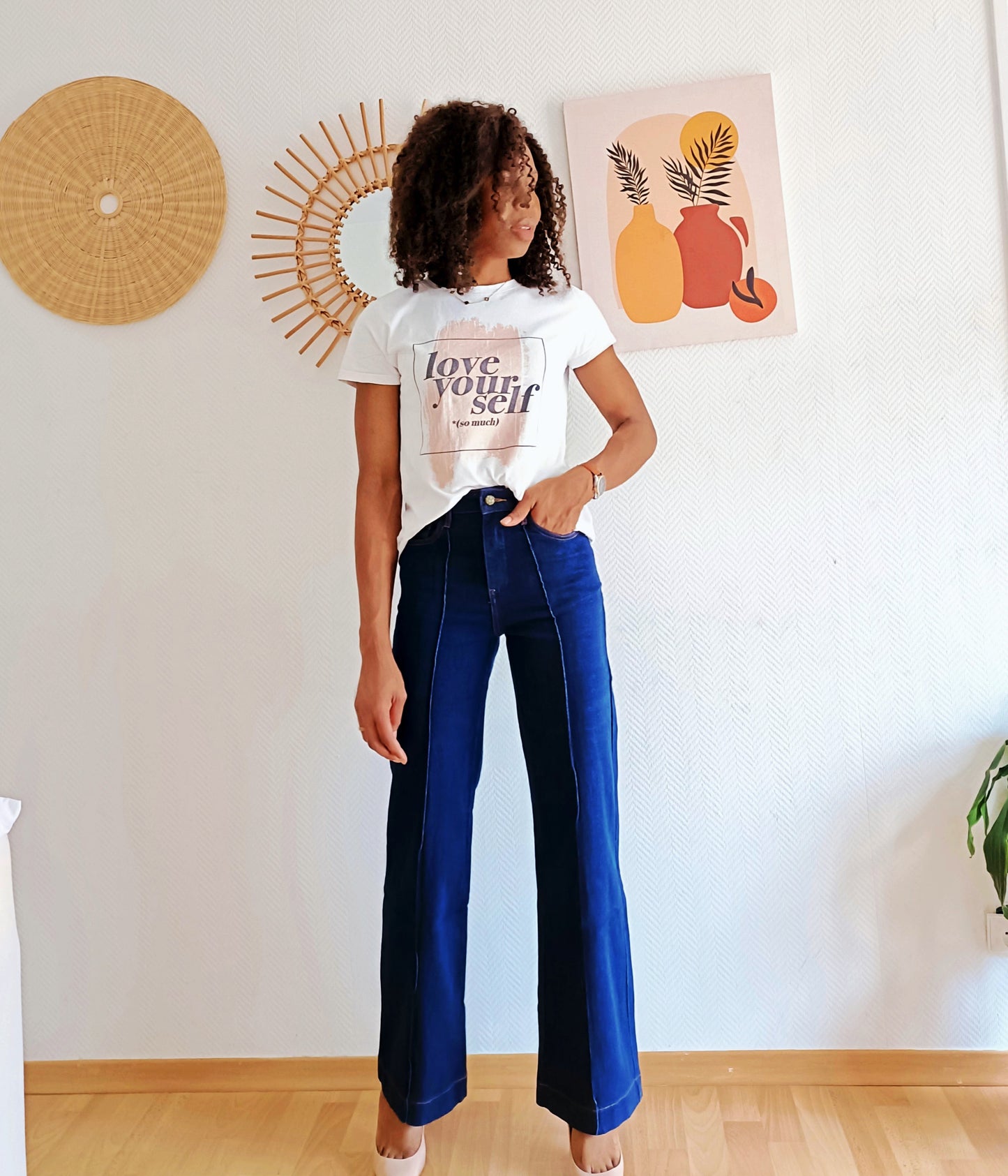 Jean wide leg taille haute