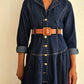 
robe maxi en denim brut élégante ceinturée
