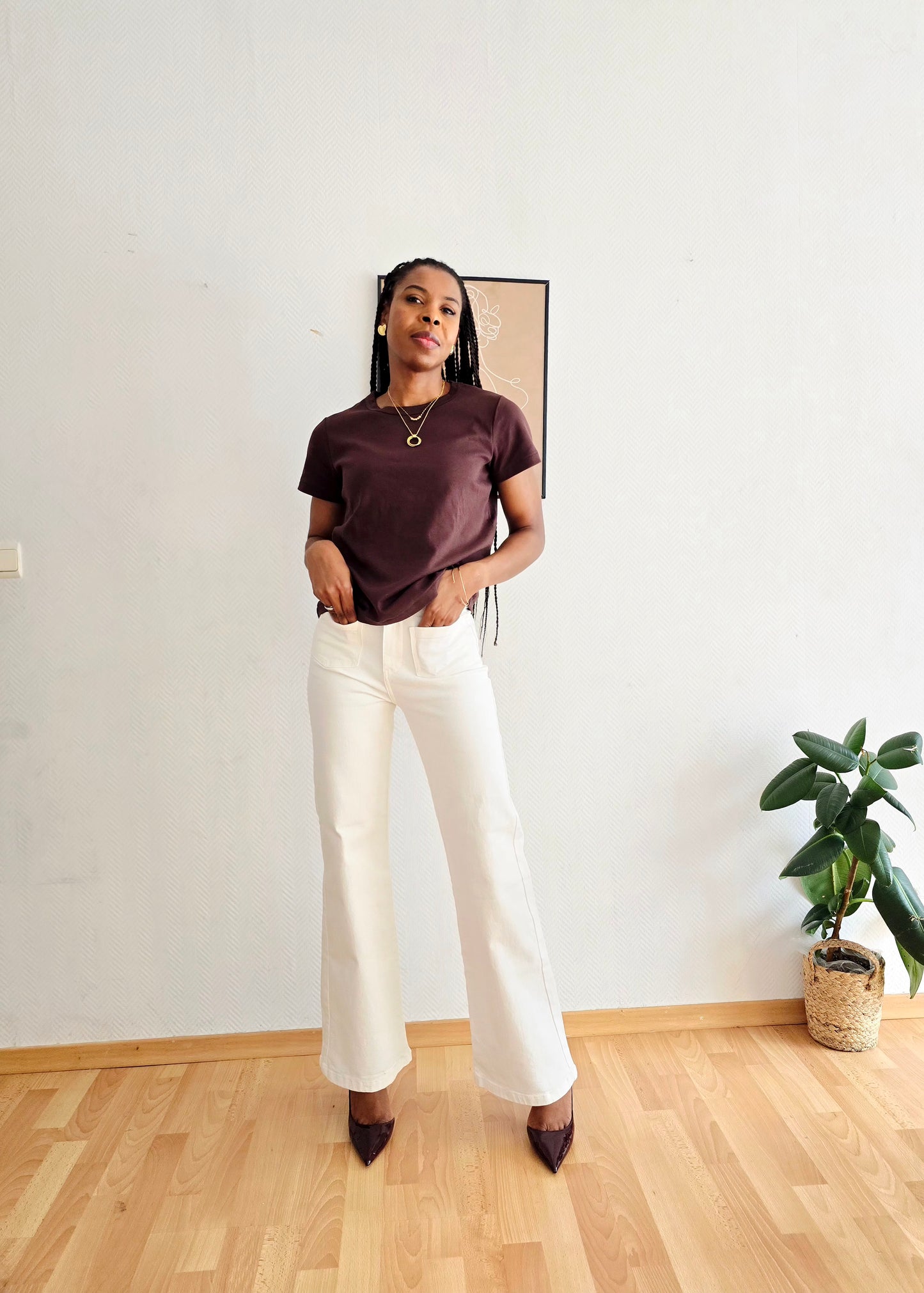 t-shirt chocolat femme look casual chic esma shop