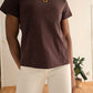 t-shirt coton marron femme tenue minimaliste