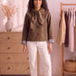 Veste Courte Trench à Capuche et Revers Vichy