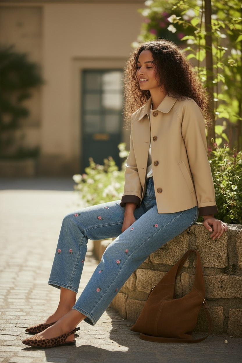 trench court marron femme face Esma shop