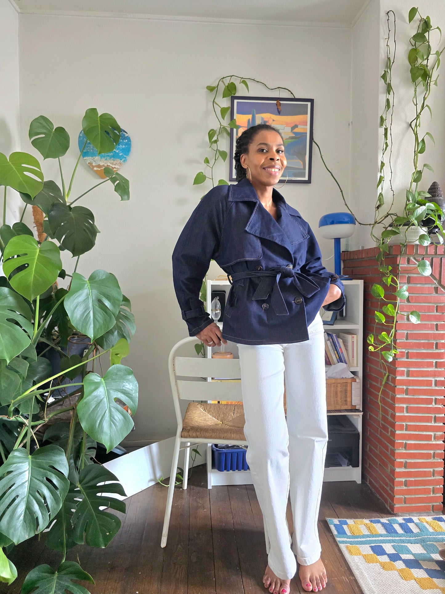 trench en denim court tendance  mi saison