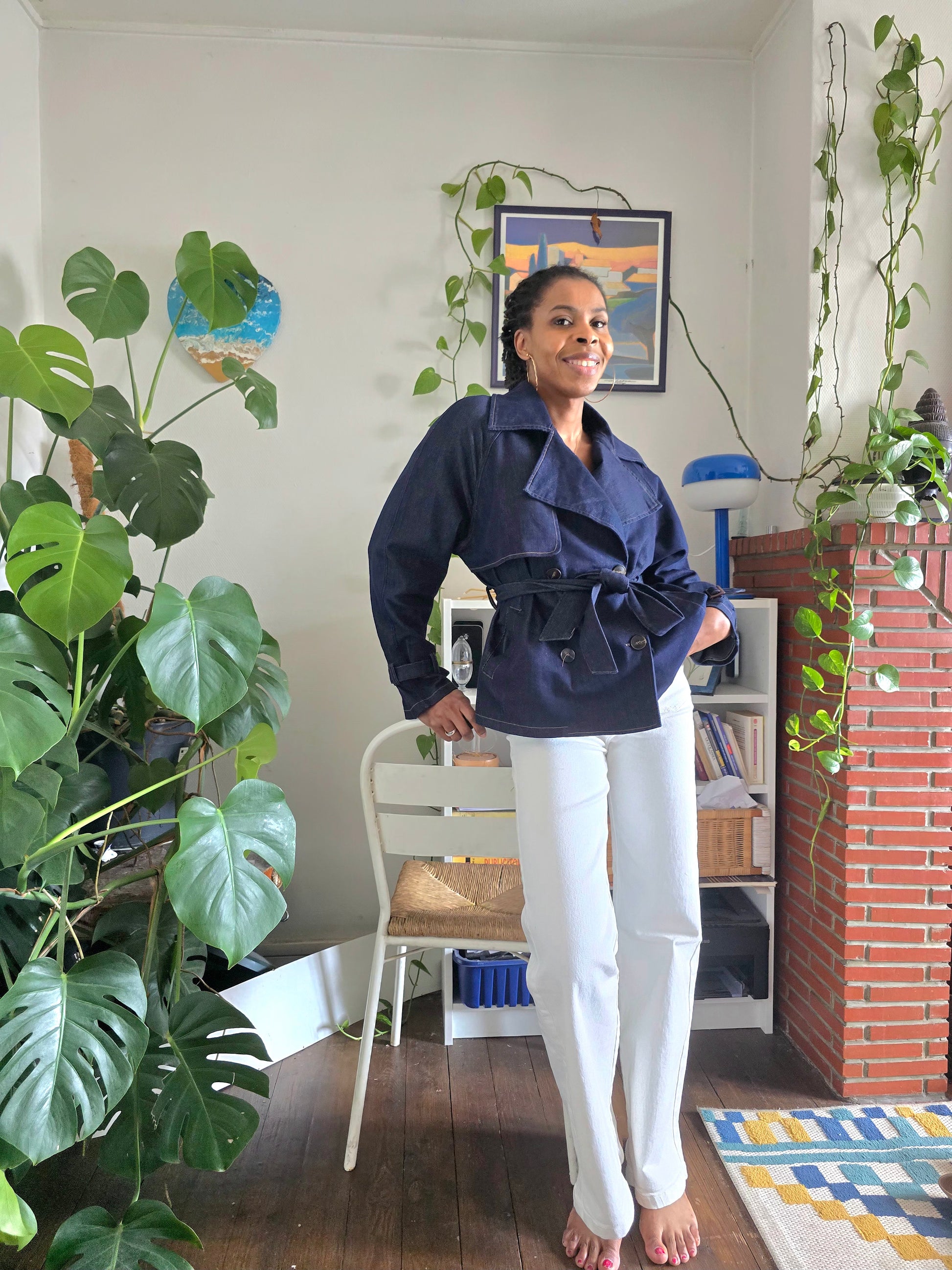 trench en denim court tendance  mi saison