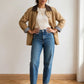 veste barn jacket beige femme look complet jean brut mules léopard esma shop