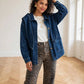  veste en jean femme oversize capuche nouee bleu brut vue face 